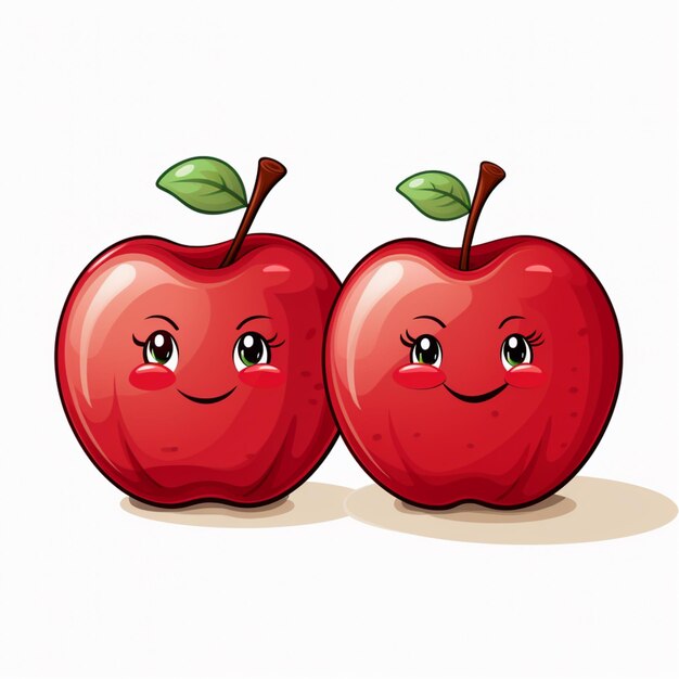 cartoon apple smile on white background