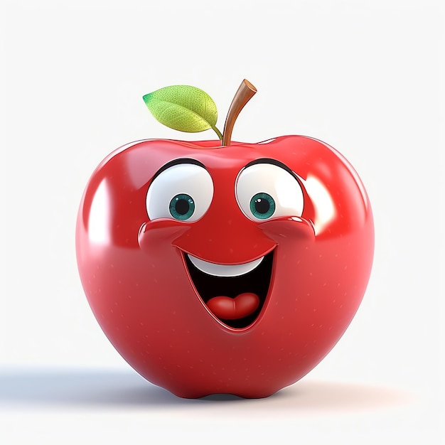 a cartoon apple with a face