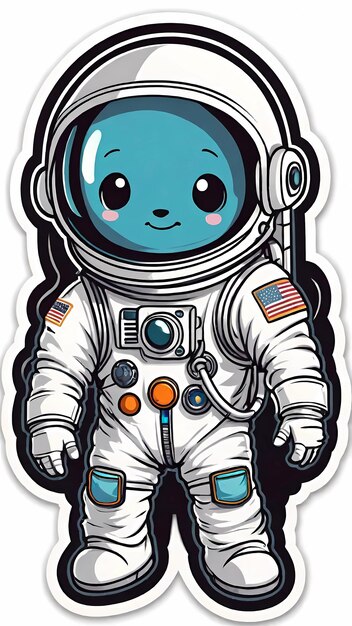 Cartoon astronaut illustratie sticker ontwerp
