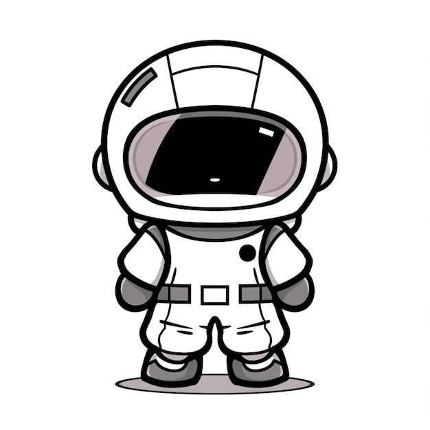 Cartoon astronaut in wit ruimtepak met zwarte helm en witte broek generatieve ai