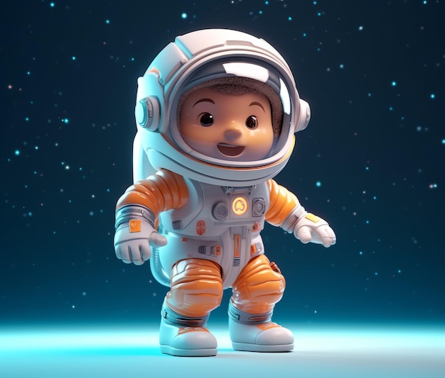 A cartoon astronaut in a space suit