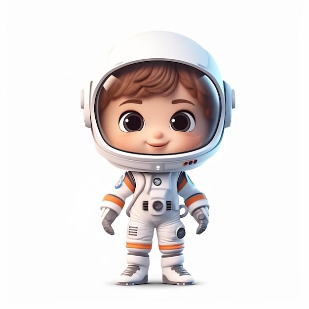 A cartoon of a astronaut wearing a white suit with the word space on it.