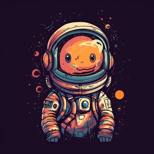 우주복을 입은 만화 우주 비행사.