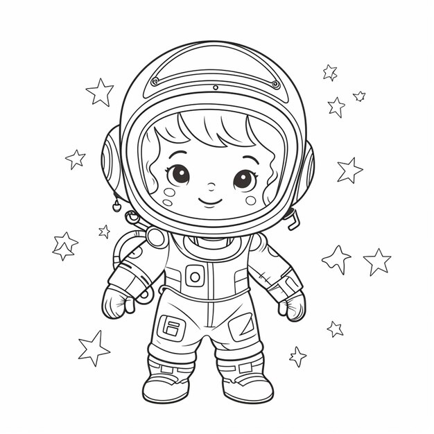 별과 헬을 가진 만화 우주 비행사