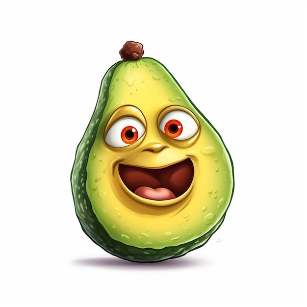Cartoon avocado met een blij gezicht generatieve ai