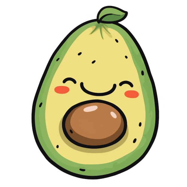 Cartoon avocado met een gelukkig gezicht en een grote glimlach generatieve ai