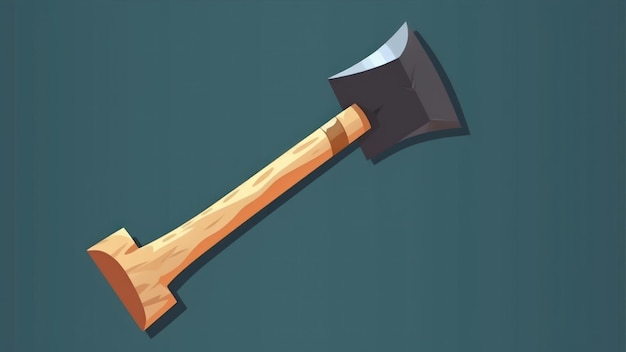 Photo a cartoon of a axe with a wooden handle.