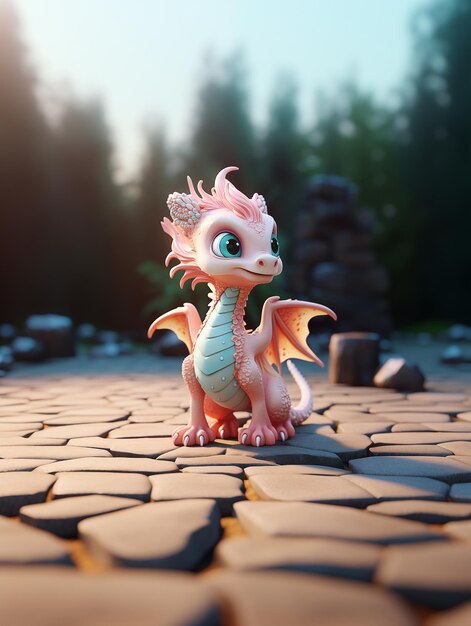 cartoon baby dragon in bright colors