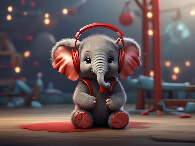 a cartoon baby elephant wearing a leather jacket