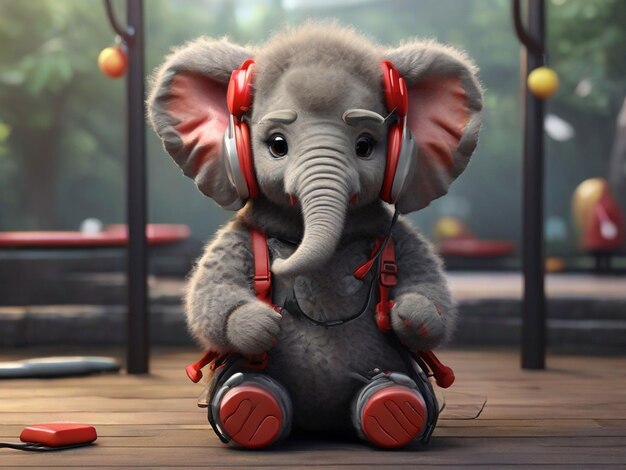 Photo a cartoon baby elephant wearing a leather jacket