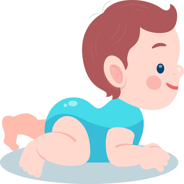 Photo cartoon baby learn to crawl