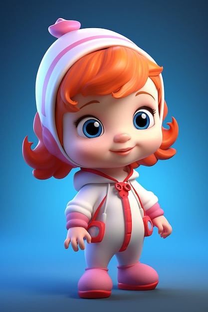 Cartoon baby woman 3d character