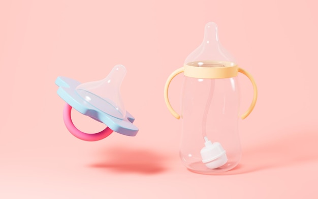 Cartoon babyfeeding nipple model baby product 3d rendering