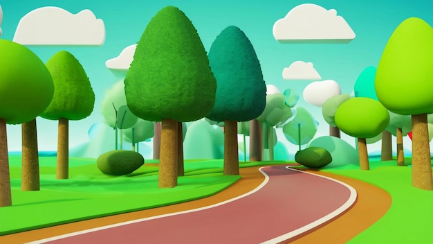 Cartoon background of forest landscape