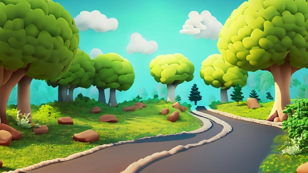 Cartoon background of forest landscape