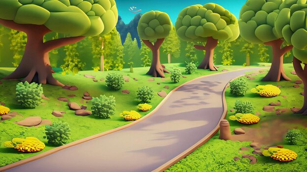 Cartoon background of forest landscape