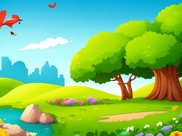 Cartoon background illustration design ai generated