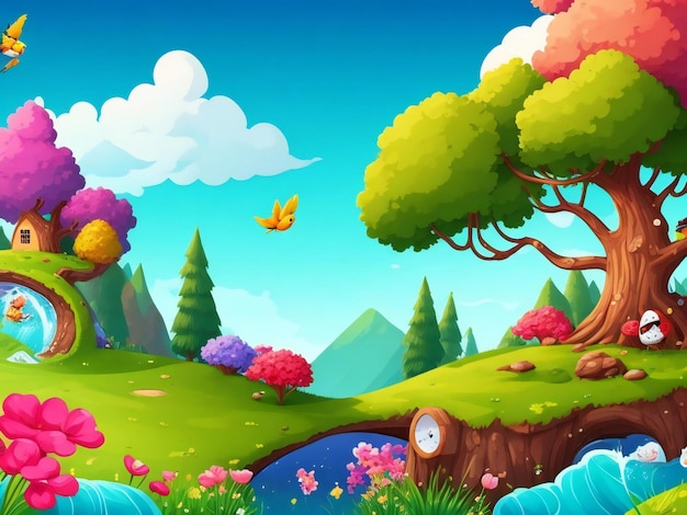 Cartoon background illustration design ai generated