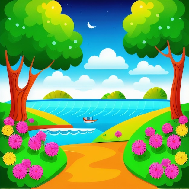 cartoon background river for animation