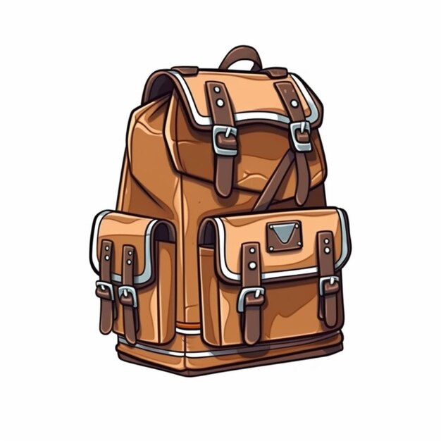 cartoon backpack with straps and buckles generative ai