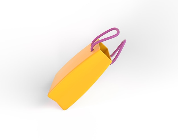 Photo cartoon bag perspective view in white background