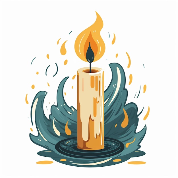 Cartoon baptismal candle with flame and significance