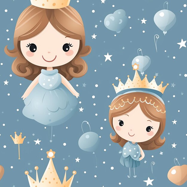 cartoon barber princess background seamless pattern