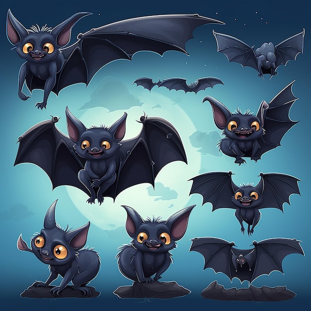 Photo cartoon bat set