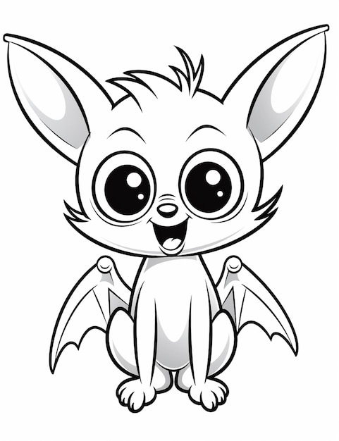 Photo a cartoon bat with big eyes and big eyes sitting down generative ai