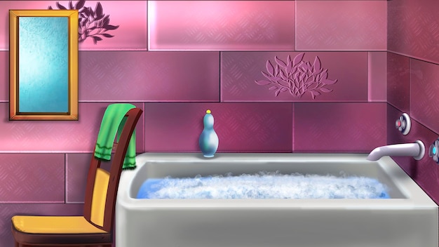 Иллюстрация ванной комнаты мультфильм