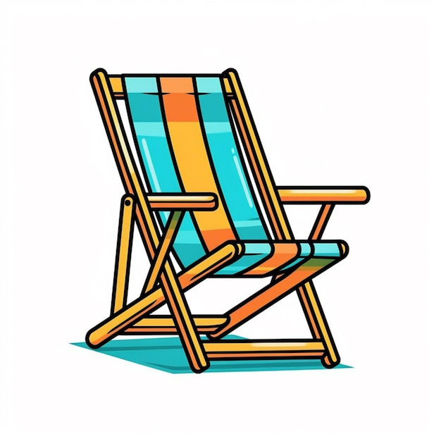 Photo a cartoon beach chair with a blue and orange stripe generative ai