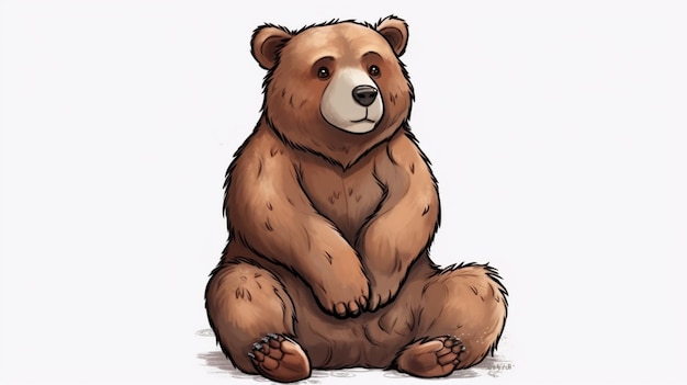 A cartoon bear sitting on the floor