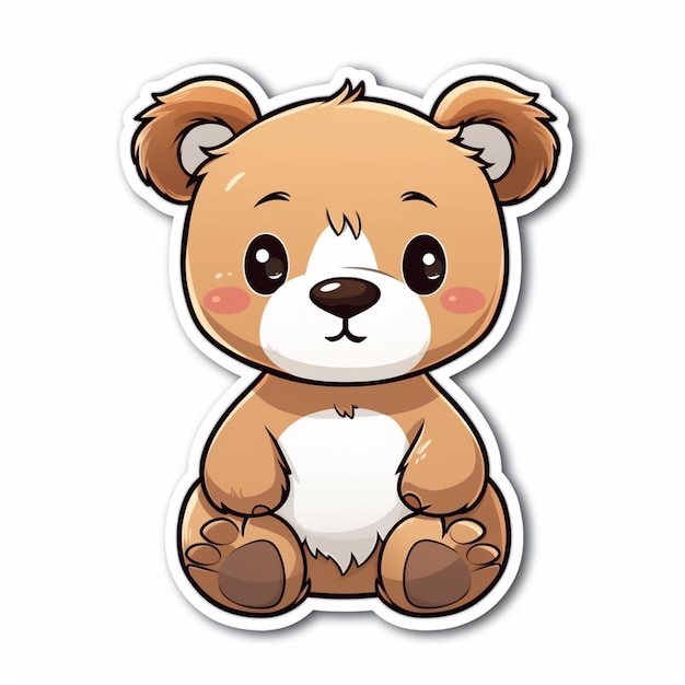 Cartoon bear sitting on the ground with a white background generative ai