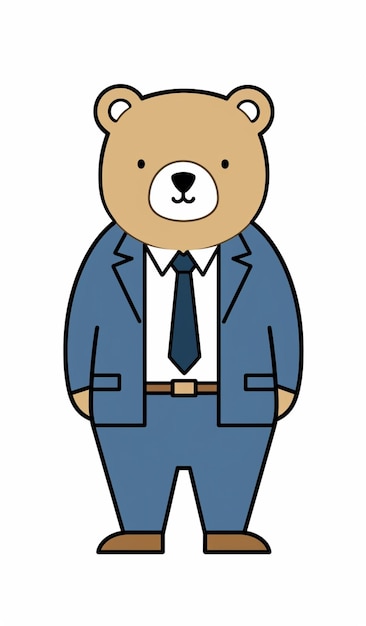 Photo a cartoon bear in a suit and tie standing in a pose generative ai