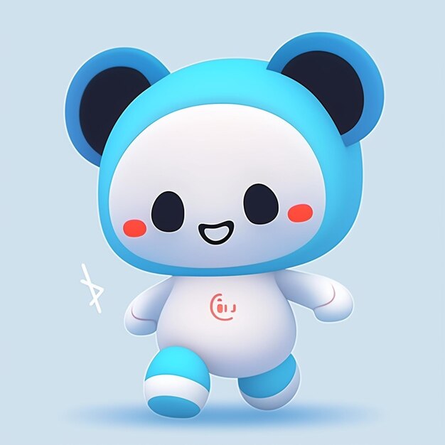 Cartoon bear with a blue hoodie and a white nose generative ai