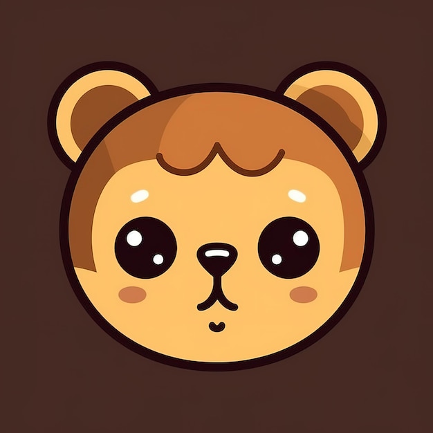 A cartoon bear with a brown background and a black face.