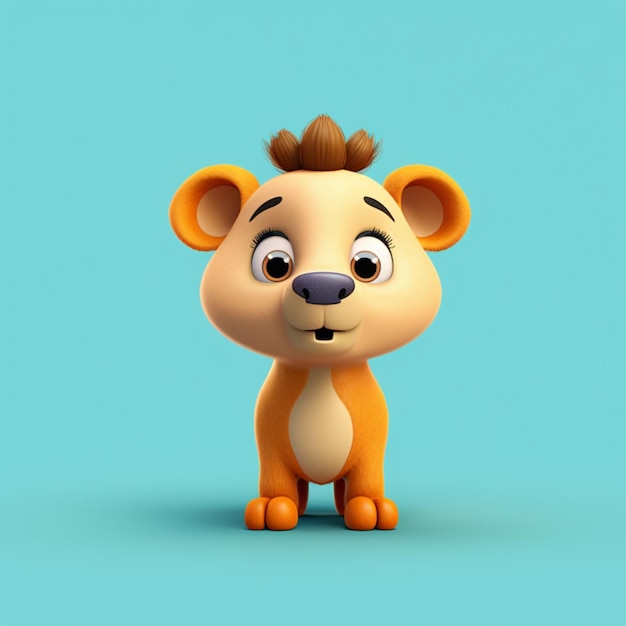 cartoon bear with a mohawk on his head and a blue background generative ai