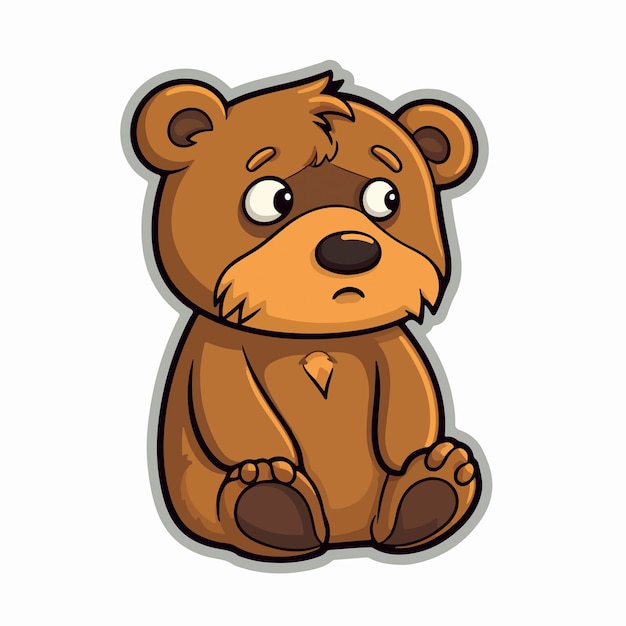 A cartoon bear with a sad face