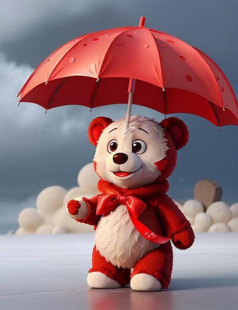 cartoon bear with umbrella