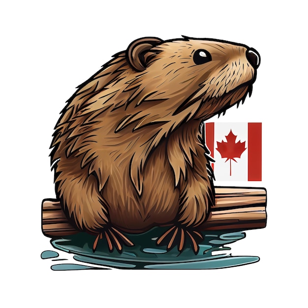 Photo cartoon beaver sticker perfect for any nature lover show off your love for common animal