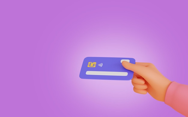 Cartoon bedrijf creditcard online winkelen concept 3d render illustratie