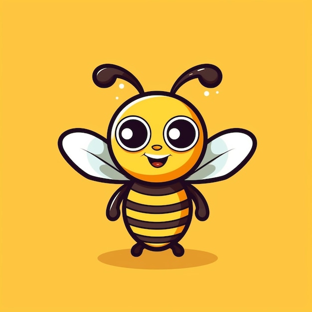 a cartoon bee with big eyes and a smile on its face generative ai