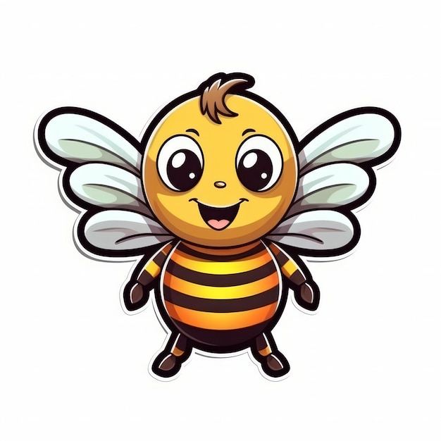 A cartoon bee with a big smile on its face