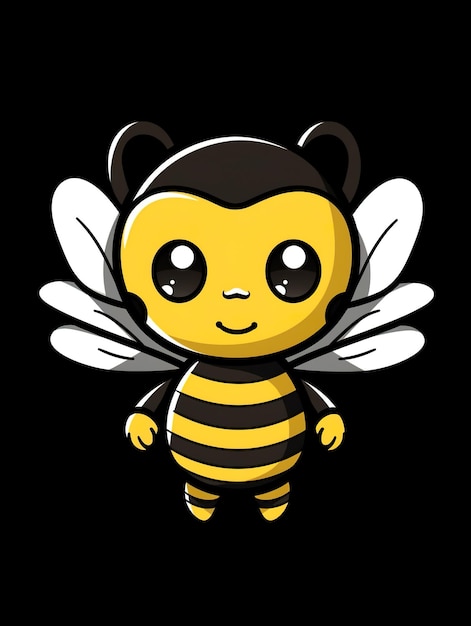 A cartoon bee with black and yellow wings generative ai image