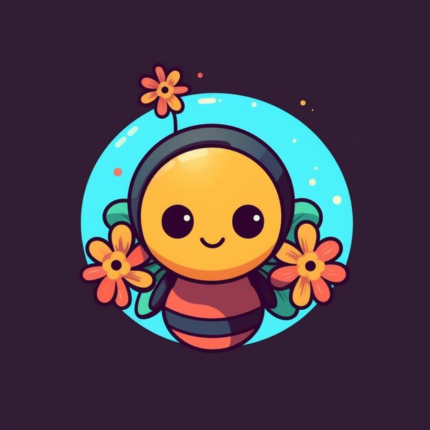 a cartoon bee with flowers in its hands generative ai