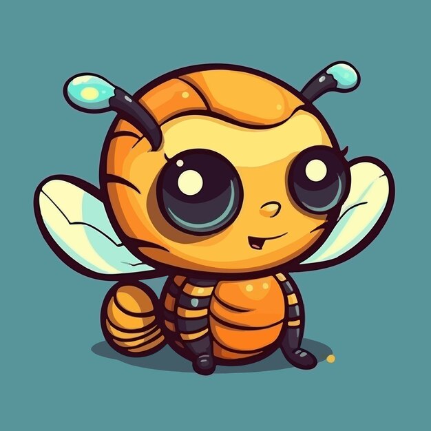 Photo a cartoon bee with a yellow head and wings.