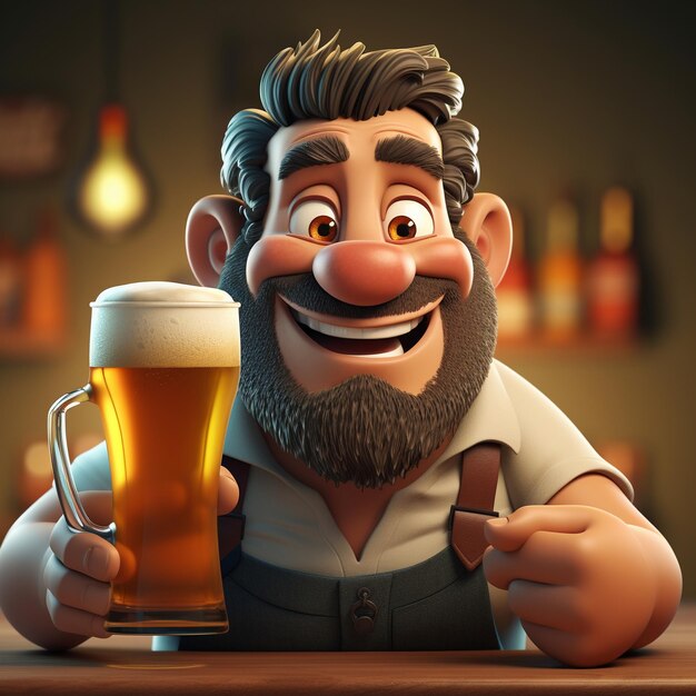 Foto cartoon bier 3d