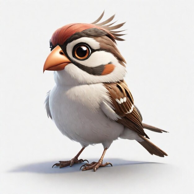 A cartoon bird on a white background