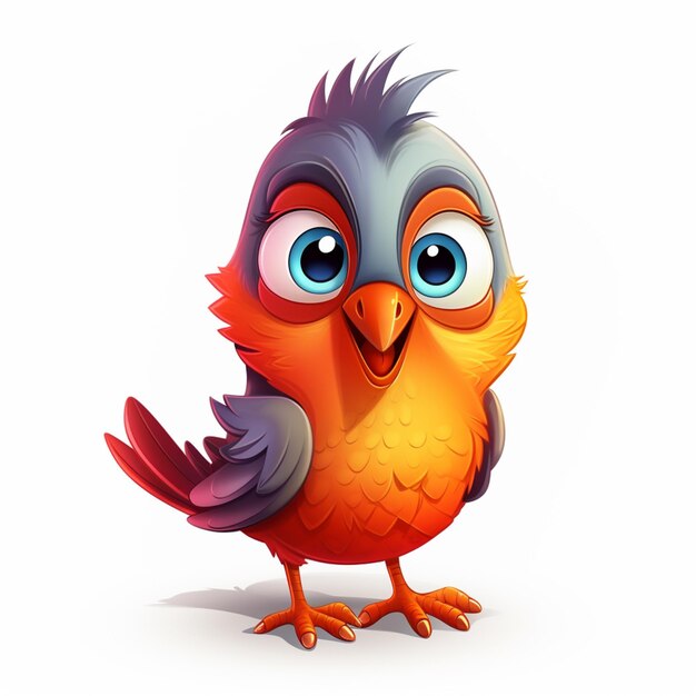 cartoon bird with big eyes and a colorful beak generative ai