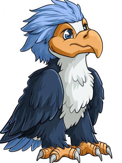 사진 파란 머리와  얼굴 을 가진 만화 새